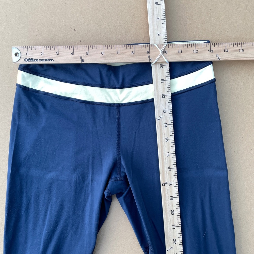 Lululemon Leggings Women 6 Blue Yoga Running Cropped Mesh Back Pocket - Picture 3 of 6